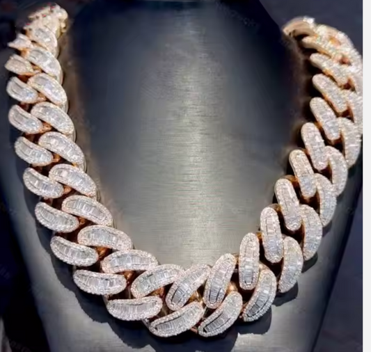 25mm wide Cuban Link VVS Baguettes