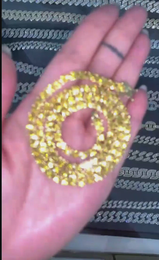 4mm Golden Yellow VVS Tennis Chain